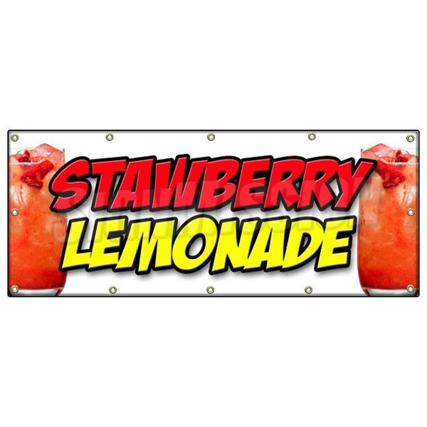 Strawberry Lemonade Banner Heavy Duty 13 Oz Vinyl with Grommets